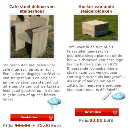 Tuinstoel en tuintafel van steigerplanken.